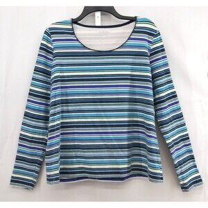 Kim Rogers Shirt Womens Large Blue Striped Long Sleeve Pullover Top